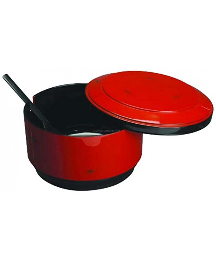 Japanese Restaurant Supply Ohitsu Rice Serving Container with Rice Paddle Plastic Lacquerware Suitable for 3-5 People Made In Japan Red 7Dia x 4H