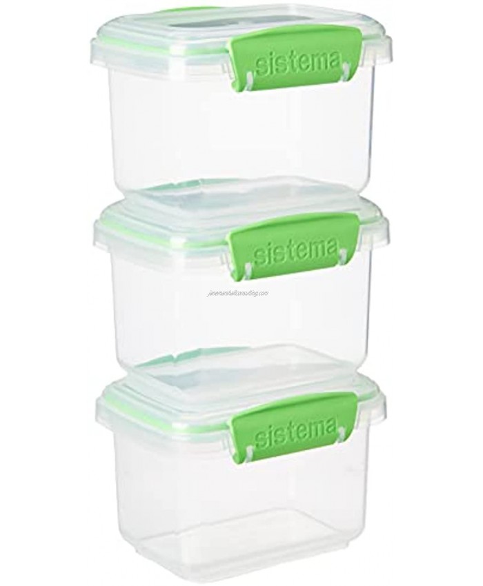 Sistema Fresh Collection Food Storage Containers 3 Pack 400 ml Pack of 3 Clear Lime Green