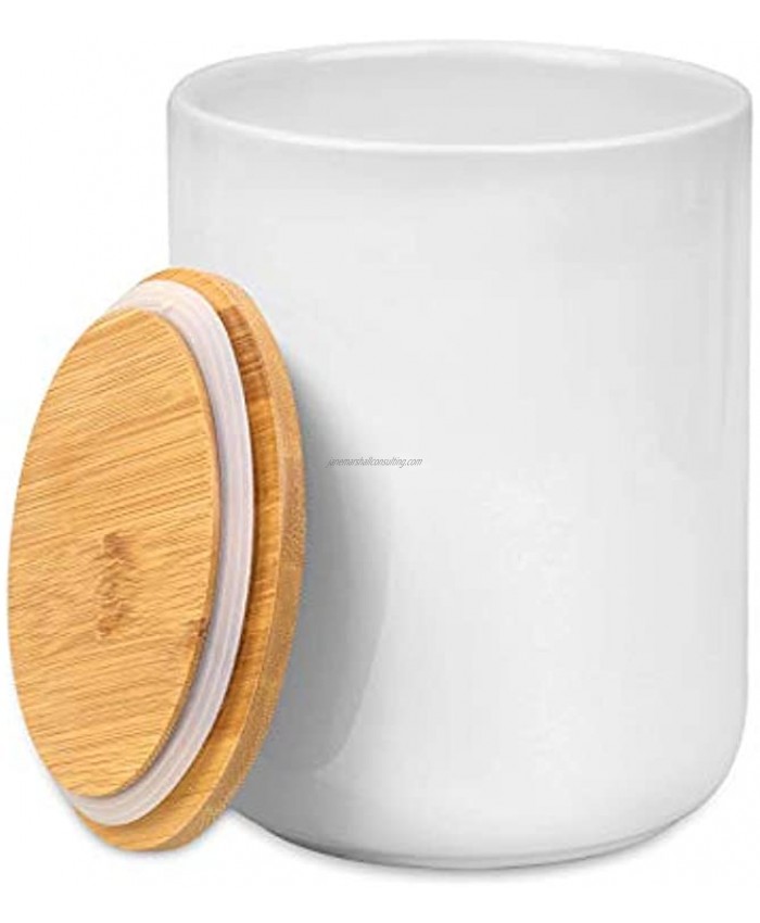 Kopmath Ceramic Kitchen Canister 24 FL OZ 700 ml Airtight Bamboo Lid Food Storage Jar Sturdy for Dishwasher White Canisters for Coffee Beans Sugar Tea Spices Candy.