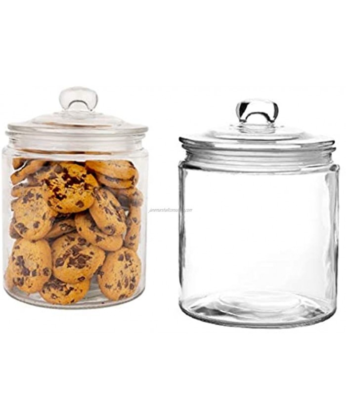 Set of 2 Glass Jar with Lid 2 Liter | Airtight Glass Storage Cookie Jar for Flour Pasta Candy Dog Treats Snacks & More | Glass Organization Canisters for Kitchen & Pantry | 68 Ounces
