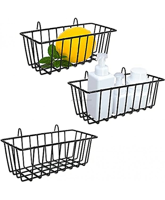 3 Pack Wire Baskets,Wall Grid Panel Hanging Wire Basket,Wall Storage and Display Basket for Cabinet & Pantry Organization and Kitchen,Bathroom,Bedroom Storage