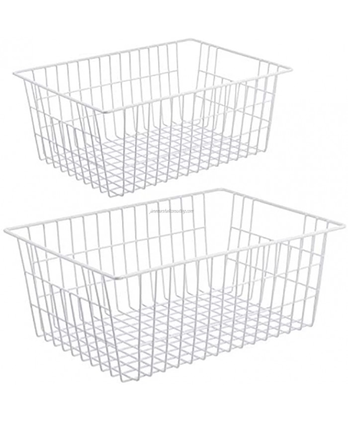 iPEGTOP Wire Storage Baskets Large Farmhouse Metal Wire Basket Freezer Storage Organizer Bins with Handles for Kitchen Cabinets Pantry Closets Bedrooms Bathrooms 2 Pack