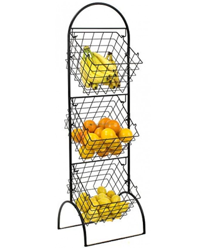 Sorbus 3-Tier Wire Market Basket Storage Stand for Fruit Vegetables Toiletries Household Items Stylish Tiered Serving Stand Baskets for Kitchen Bathroom Organization 3 Tier