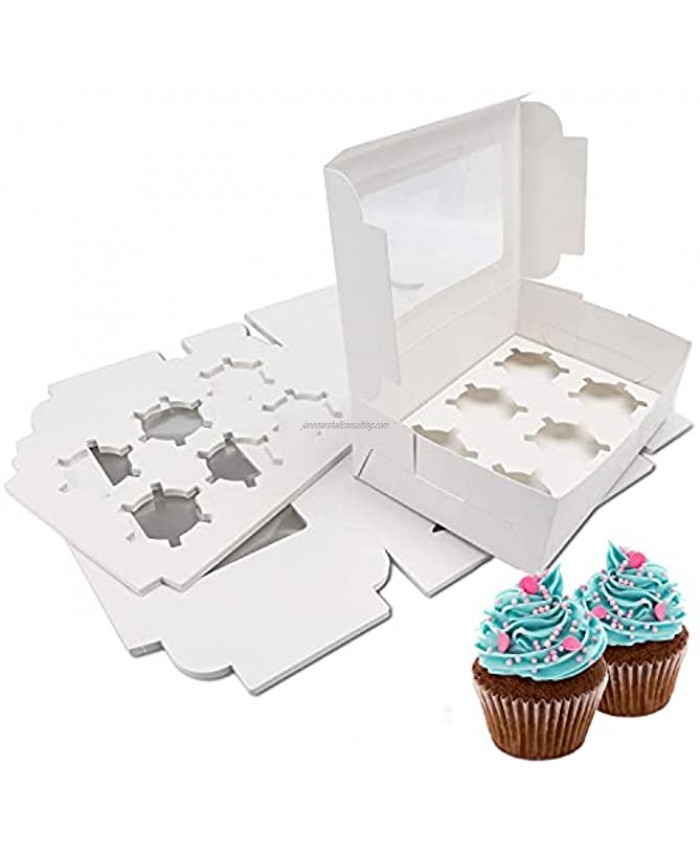 15-Set White Cupcake Boxes with Clear Window & Removable Inserts Cupcake Containers with 6 Cavity Bakery Cake Boxes for Cookie Muffin & Pastry Holder Cupcake Carrier for Wedding Baby Shower Kids