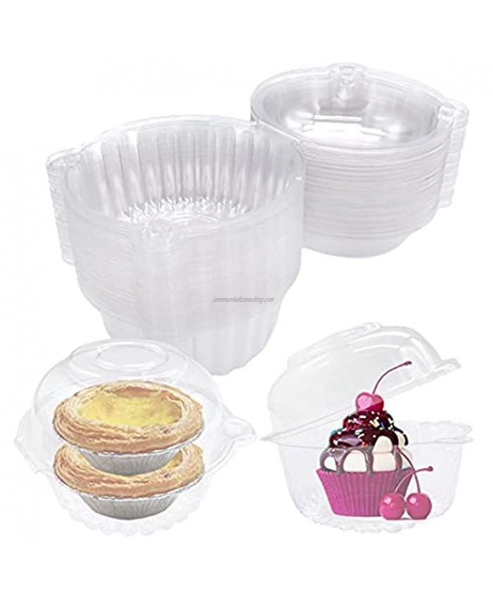 70 PCS Clear Plastic Single Cupcake Containers,Individual Cupcake Holder,Clear Dome Box for Sandwich,Hamburgers,Fruit,Salad,Party Cake,Muffin