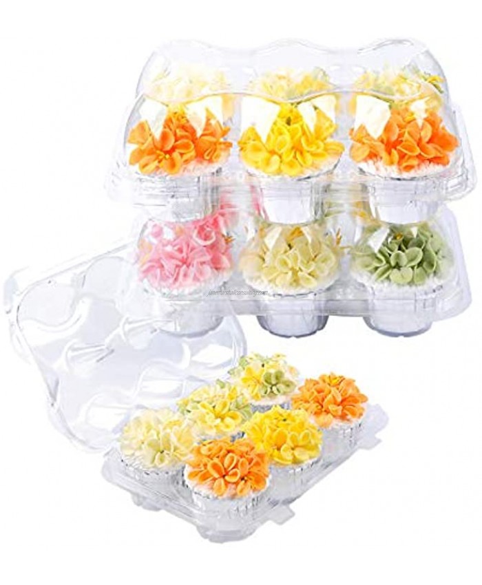 LOKQING Plastic Cupcake Containers 6ct Cupcake Boxes Cupcake Carrier with Connected Airtight Dome Lid30 PACK