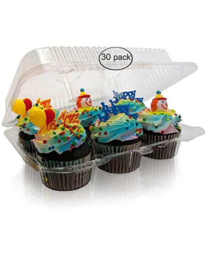 pack of 30 half dozen cupcake containers 6 compartment Clear Cupcake Muffin Containers 4 High for topping Strong Quality 6 cupcake containers plastic disposable 6 cupcake boxes 6 cupcake holder