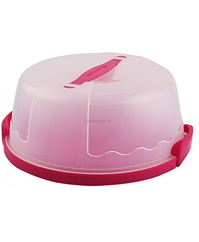 Portable Round Cake Carrier with Handle Pie Saver Cupcake Container Up to 10 Inch Translucent Dome for Transporting Cakes Cupcakes Cookies Pies or Other Desserts Pink