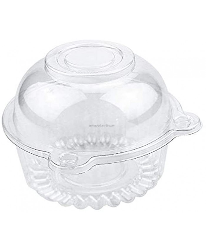 WYKOO 50 Pack Disposable Clear Plastic Dome Cupcake Boxes Muffin Mousse Pastry Sandwich Boxes Resealable Containers with Lids used in Kitchen & Dining