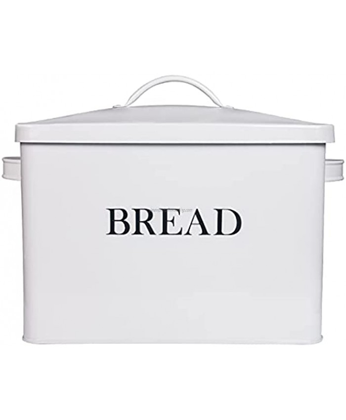 Extra Large White Bread box Vertical Vintage Metal Bread Bin With Lid Holds 2 Loaves Countertop Space Saving Farmhouse Breadbox Bread Holder Container Counter Organizer Matches Most Decor Theme