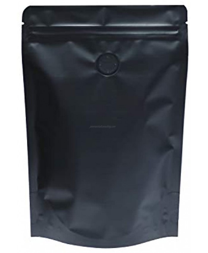 AwePackage High Barrier 8oz Foil Stand up Zipper Pouch Coffee Bag with Valve Matte Black 10