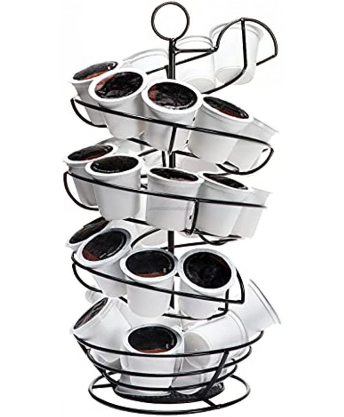 K Cup Holder Large Capacity Coffee Pod Storage Basket with Black Spiral Design for K-cups