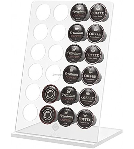 K Cups Coffee Pod Holder Acrylic Kcup Organizer for Counter Compatible with 24 Keurig Pods Modern Display Rack and Storage for Kitchen and Office Coffee Station organization- Gleur