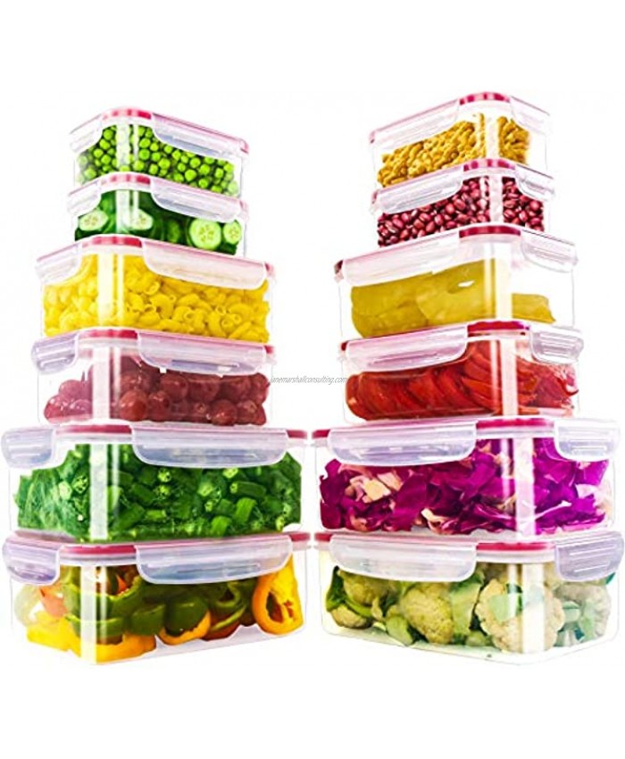 Utopia Kitchen 24 Pieces Plastic Food Containers set [12 Containers & 12 Lids] Food Storage Containers with Airtight Lids Reusable & Leftover Lunch Boxes Leak Proof Freezer & Microwave Safe