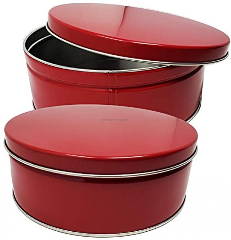 Premium Cookie Tin 2 Pack Red Classic Design Empty Gift Container Extra Thick Steel