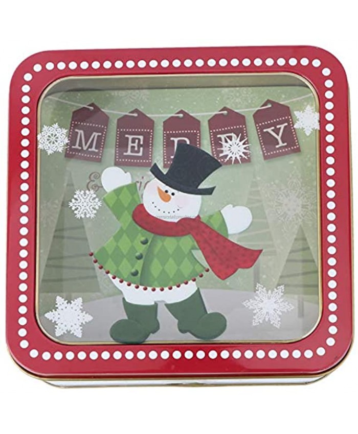 PRETYZOOM Christmas Tinplate Empty Tins with Lids and Window Candy Cookie Tin Xmas Gift Storage Container Holiday Decorative Box Christmas Party Favors Supplies Snowman