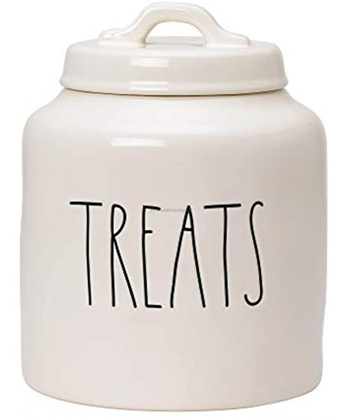 Rae Dunn Ceramic Cookie Jar Dog Biscuit Kitchen Canister with Lid Hand-Lettered “Treats” Snack Jar