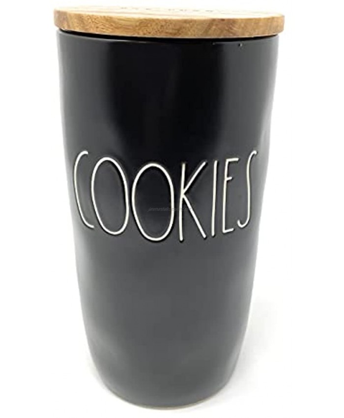Rae Dunn COOKIES Jar | Cannister | Container Black Ceramic Wood Lid