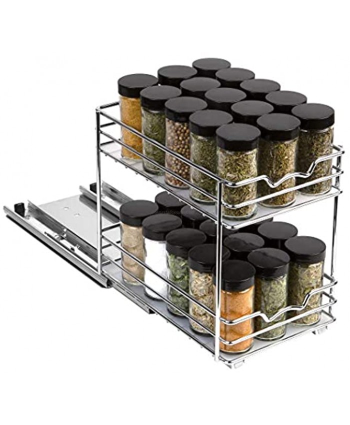 Pull Out Spice Rack Organizer for Cabinet – Heavy Duty Slide Out Double Rack 6W For Upper Kitchen Cabinets and Pantry Closet For Spices Sauces Cans etc. Requires at least 6.9” Cabinet Opening
