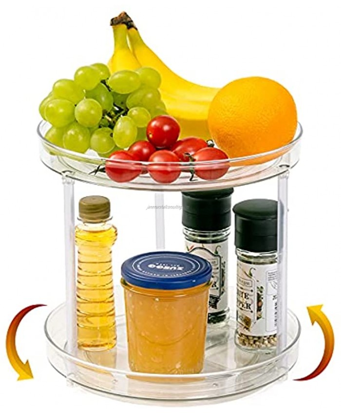 2 Tier Lazy Susan Turntable Clear Lazy Susan Spice Rack 360 Degree Rotating Acrylic Lazy Susan for Table 2-tier Small Round Storage for Kitchen Cabinet