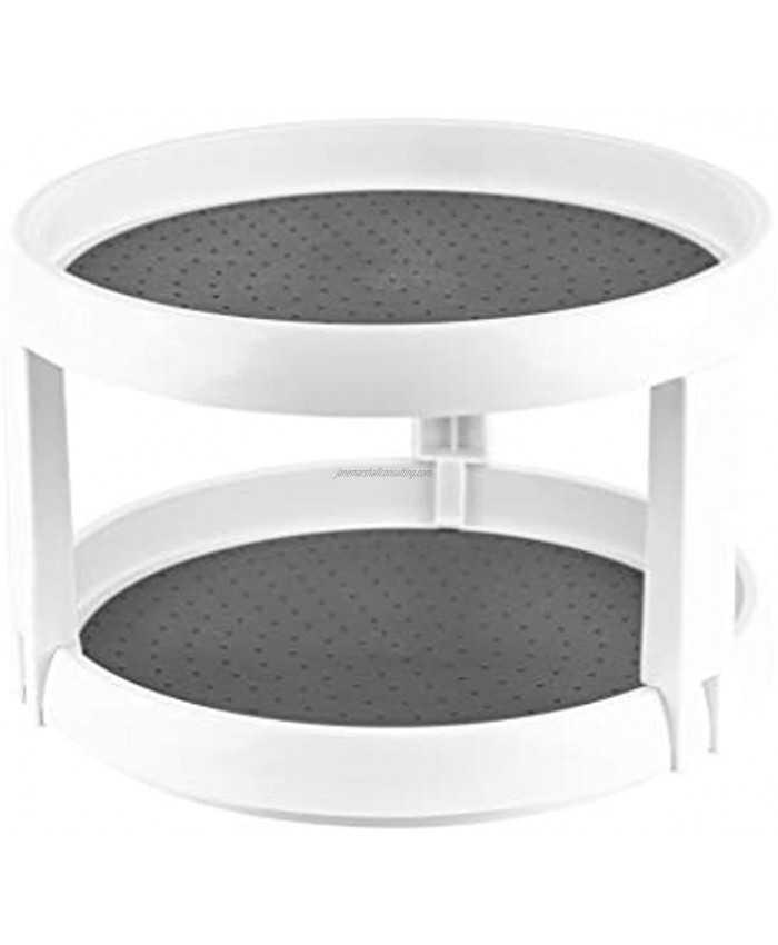 Homeries 2-Tier Lazy Susan Turntable Tiered Rotating Kitchen Spice Organizer for Cabinets Pantry Bathroom Refrigerator Non-Skid Surface & Rimmed Edge