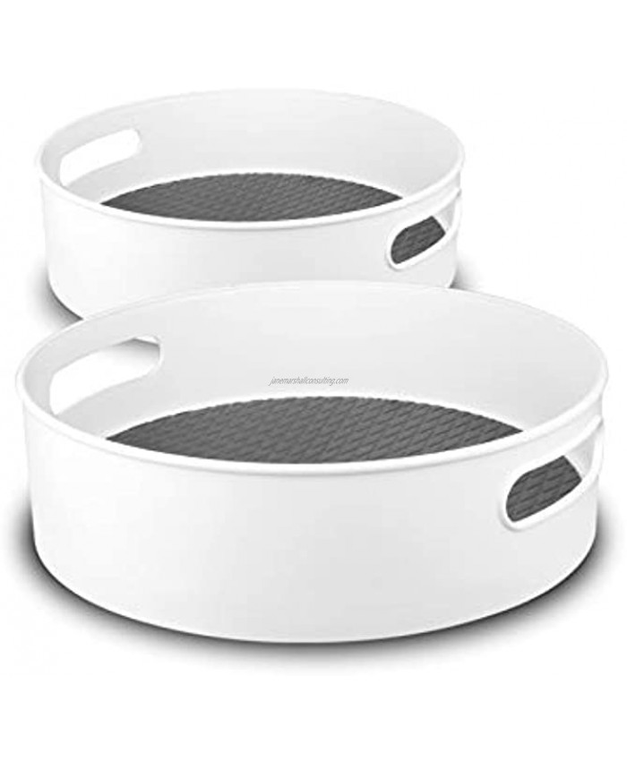 Semlos Lazy Susan Turntable Storage Containers Organizer for Kitchen Cabinet Pantry Bedroom Office Bathroom Non-Slip 9 & 12 Rotating Organizer for Spice Rack Storage 2 Packs