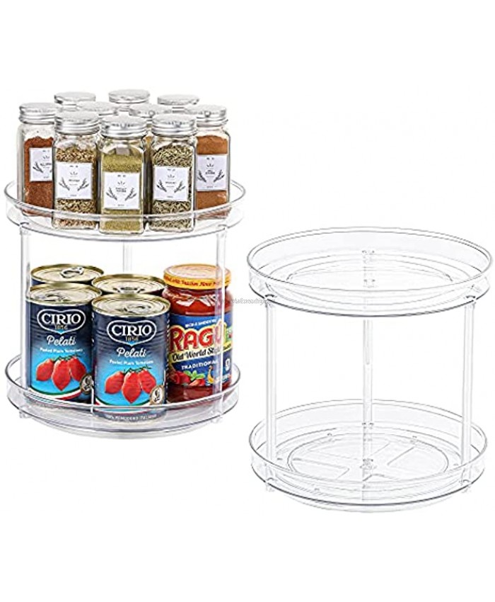 Vtopmart Clear Lazy Susan Organizer 2 Pack 2 Tier Turntable Lazy Susan Spice Rack for Cabinets Kitchen Countertop Bathroom Makeup Pantry Organization and Storage 9 Inches