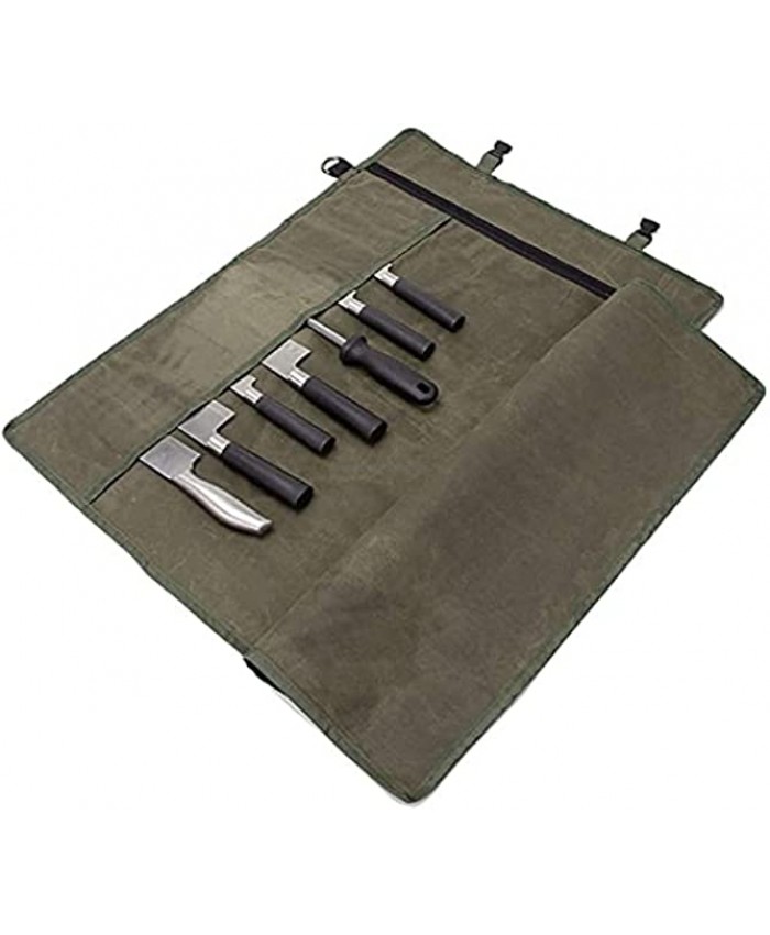 Chef Knife Roll Bag 11 Pockets for Knives Case for Kitchen Knife Tools Up To 18.8” Heavy Duty Waxed Canvas Japanese Knife Set Case Portable Travel Tool Roll Pouch for Meat Cleaver Knife Case