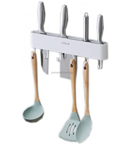 J&J90 Modern Knives holder Mount on Wall 2 in 1 Knives hanger combined with 6 Flexible Spoon or Ladle Hangers Strong Tape Holder that will not damage The Surface