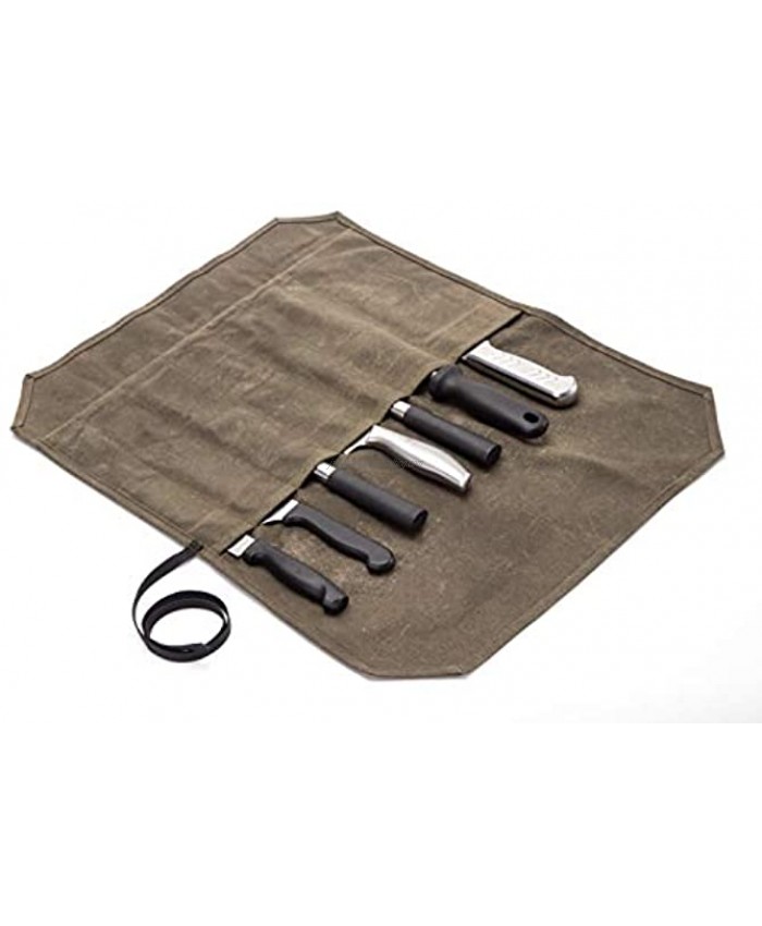 Khaki Chef’s Knife Roll Case Waxed Canvas Cutlery Knives Holders Protectors Home Kitchen Cooking Tools And Utensils Wrap Bag Wallet  Multi-Purpose Brush Roll Bag Travel Tool Roll Pouch Khaki
