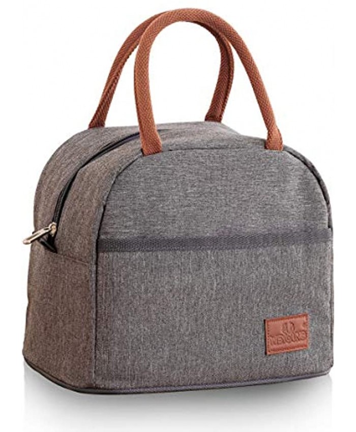 Insulated Lunch Bag For Women & Men Work Picnic or Travel  Reusable Lunch Box With Pocket ,Teen Cooler Tote Bag Girls Gray