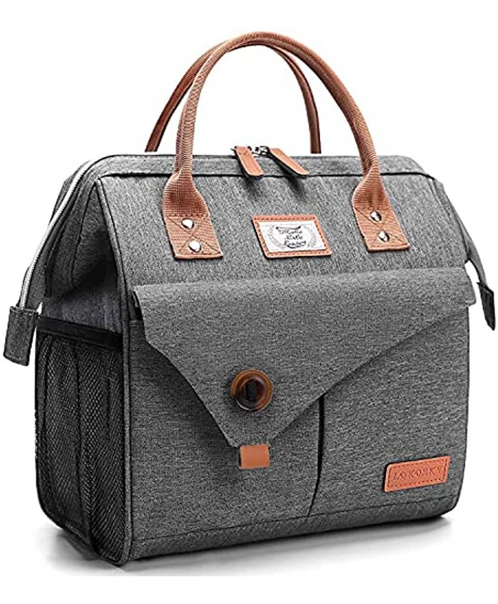 Lekesky Lunch Bag Women Insulated Lunch Tote Bag for Adults Work Leakproof Lunch Box Grey