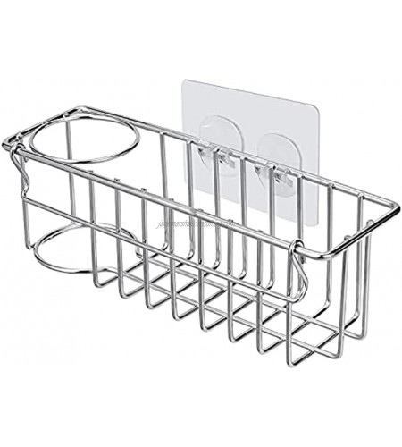 [Folding Design] 3-in-1 Adhesive Kitchen Sink Caddy Sponge Holder + Brush Holder + Dish Cloth Hanger in Sink Dish Sponge Caddy 304 Stainless Steel Rust Proof Kitchen Organizer Rack Basket