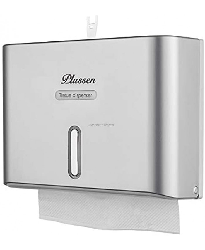 PLUSSEN Paper Towel Dispenser Wall Mount with Key Lock Multifold C-Fold Hand Towel Dispenser HolderSilver