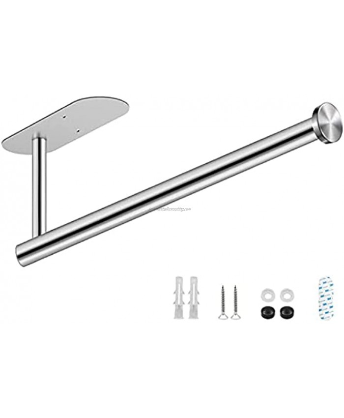 WYMECT Adhesive Paper Towel Holder Under Cabinet Wall Mount for Kitchen Paper Towel 304 Stainless Steel Paper Towel Roll Holder with Screws Stick to Walll Silver