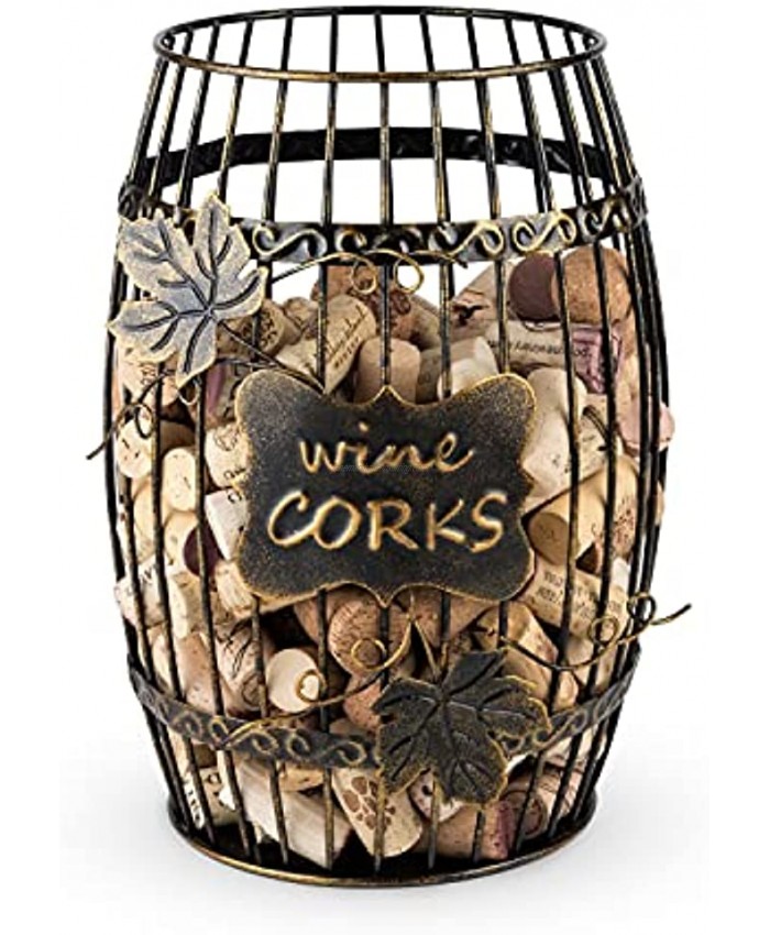 True Display Wine Kitchen Barrel Cage Holder Collector Decorative Vino Cork Storage Box Container Gift Set of 1 Brown