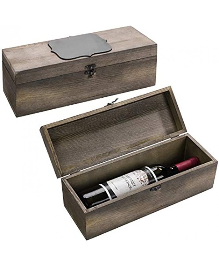 MyGift Set of 2 Rustic Wooden Wine Gift Box & Carrying Case with Chalkboard Label