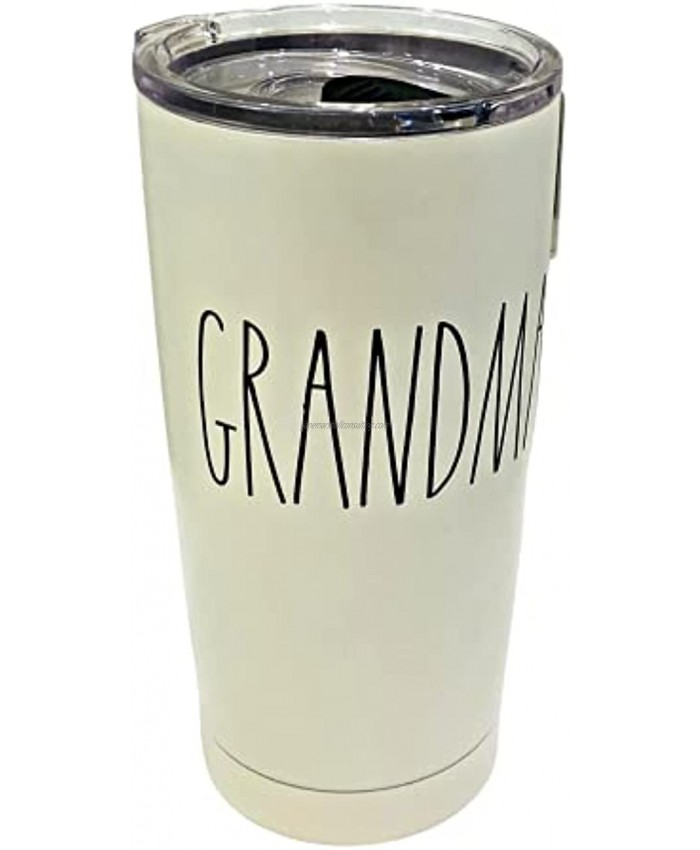 Rae Dunn Insulated Stainless Steel Hot Cold Tumbler with Lucite Sippy Lid | Inscribed: GRANDMA | 17 oz.