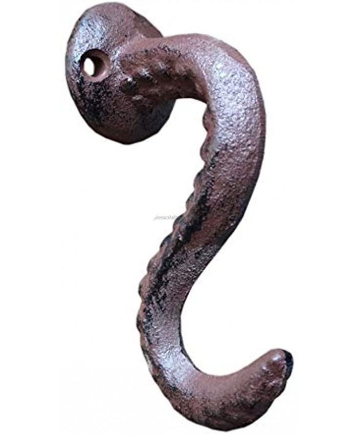 Cast Iron Wall Hook Octopus Décor Antique Vintage Design – Shabby Chic Tentacle Decorative Hanging Hook – French Country Charm – Farmhouse Decor – w Mount Screws & Anchors – Old Rustic Bronze Brown