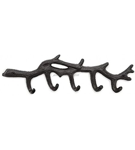 gasare Key Holder for Wall Decorative Key Rack Tree Branch Design 5 Sturdy Hooks Cast Iron Rustic Brown 13¼ x 4 Inches Wall Mount Screws and Anchors 1 Unit