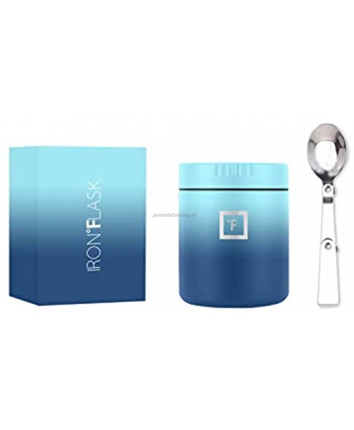 IRON °FLASK Food Jar 13.5 Oz Foldable Spoon Leak Proof Vacuum Insulated Thermo Stainless Steel Simple Storage Lunch Modern Container Hydro Canteen Double Walled Portable Food Bowl