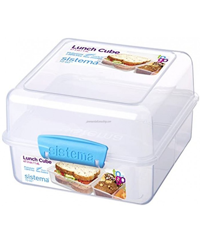 Sistema To Go Collection Lunch Cube Compact Food Storage Container 5.9 Cup Color Varies | Great for Meal Prep | BPA Free Reusable